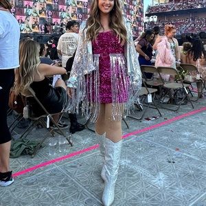 Pink Sequin Fringe Belt & Mini Dress - Taylor Swift Eras Tour Outfit